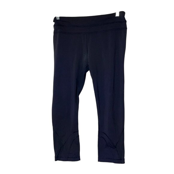 Lululemon Black Athletic Capri Crop Leggings Size 8 Womens - Picture 1 of 7